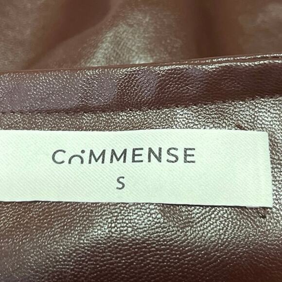 Commense Brown Faux Vegan Leather Mini Zipper Straight Pencil Skirt Size S - Picture 4 of 5